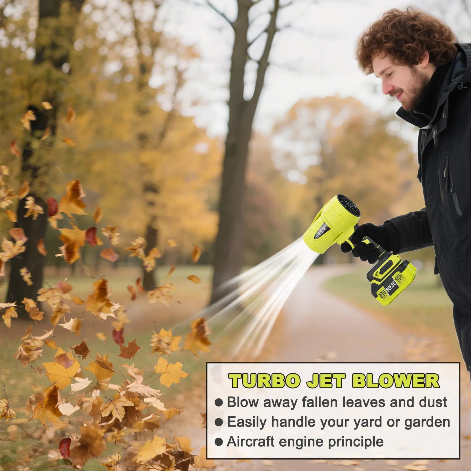 SEESE Turbo Jet Blower,Leaf Blower, Violent Turbo Fan, Pure Copper Motor,Car Drying after Wash, Handheld Snow Blower,Cordless Turbo Power Air Duster,Home Improve,Garden Mainte Holiday Gifts